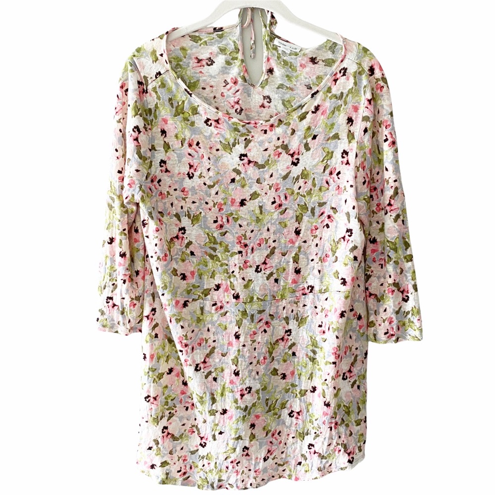 J. Jill Love Linen Small Petite Tunic Pink Floral